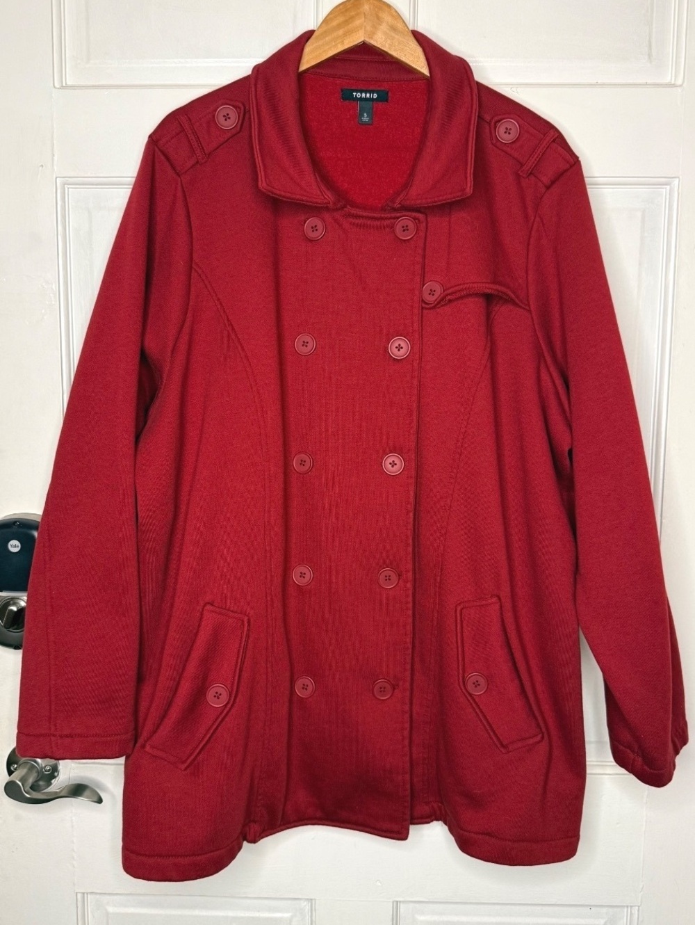 Torrid Red Soft Jersey Pea Coat Size 5